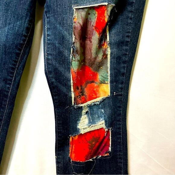 Levis Reworked Distressed Patchwork Jeans 515 Bootcut - Picture 2 of 11